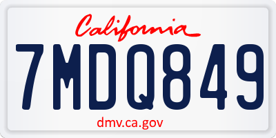 CA license plate 7MDQ849