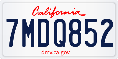 CA license plate 7MDQ852