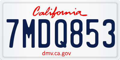 CA license plate 7MDQ853