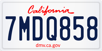 CA license plate 7MDQ858