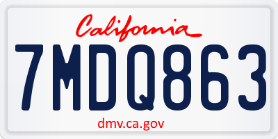 CA license plate 7MDQ863