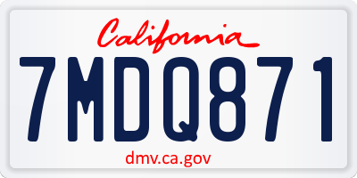 CA license plate 7MDQ871