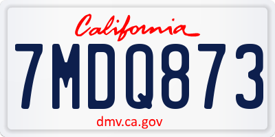 CA license plate 7MDQ873