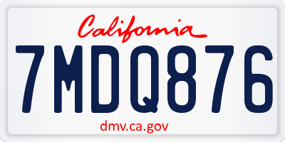CA license plate 7MDQ876