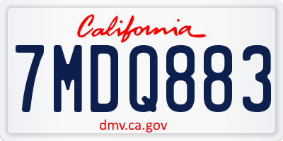 CA license plate 7MDQ883