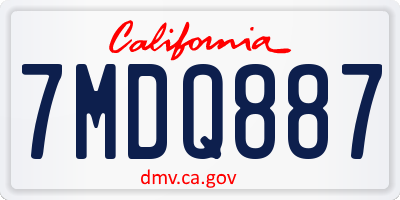 CA license plate 7MDQ887