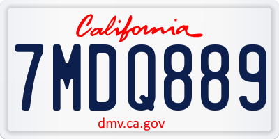 CA license plate 7MDQ889