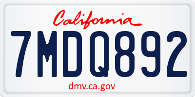 CA license plate 7MDQ892