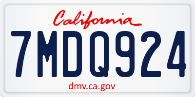 CA license plate 7MDQ924