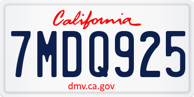 CA license plate 7MDQ925