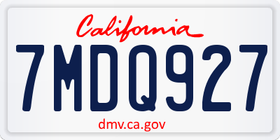 CA license plate 7MDQ927