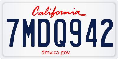 CA license plate 7MDQ942
