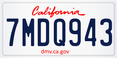 CA license plate 7MDQ943