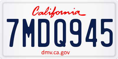 CA license plate 7MDQ945