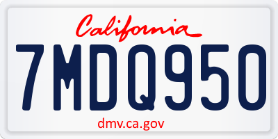CA license plate 7MDQ950