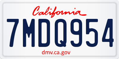 CA license plate 7MDQ954