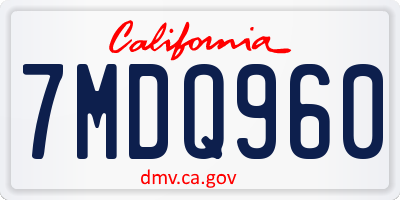 CA license plate 7MDQ960