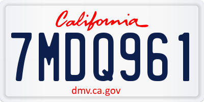 CA license plate 7MDQ961