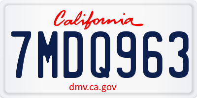 CA license plate 7MDQ963