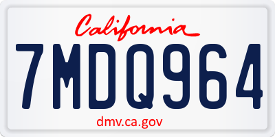 CA license plate 7MDQ964