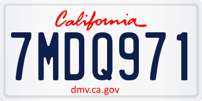 CA license plate 7MDQ971