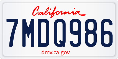 CA license plate 7MDQ986