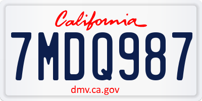 CA license plate 7MDQ987