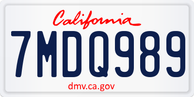 CA license plate 7MDQ989