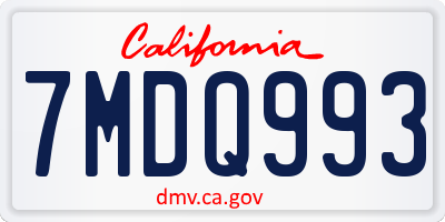 CA license plate 7MDQ993