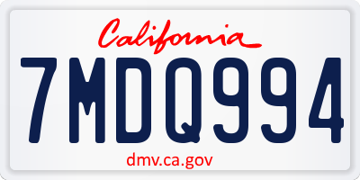 CA license plate 7MDQ994