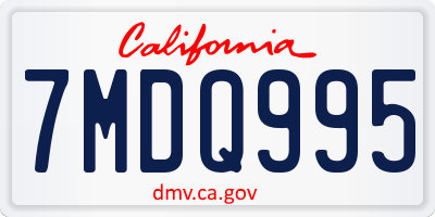 CA license plate 7MDQ995