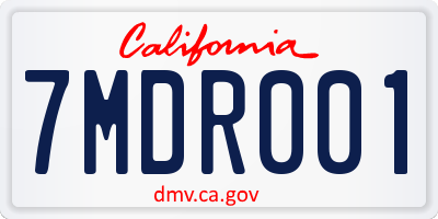 CA license plate 7MDR001