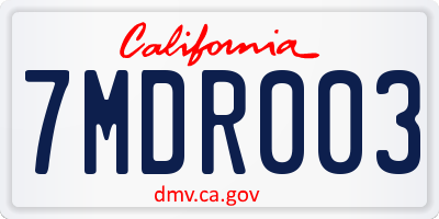 CA license plate 7MDR003