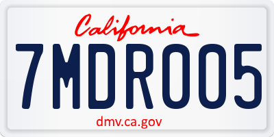 CA license plate 7MDR005