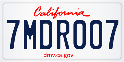 CA license plate 7MDR007