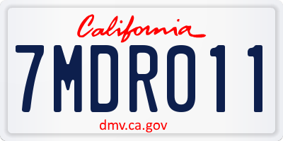 CA license plate 7MDR011