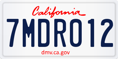 CA license plate 7MDR012