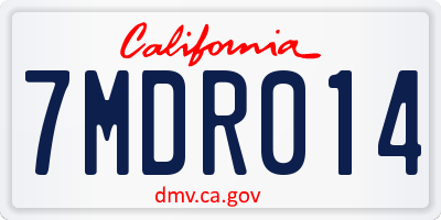 CA license plate 7MDR014