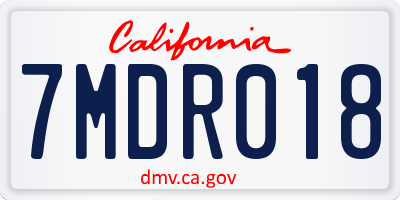 CA license plate 7MDR018