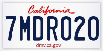 CA license plate 7MDR020