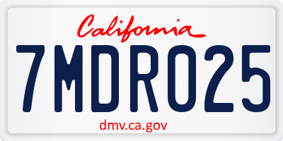 CA license plate 7MDR025