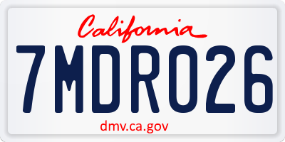 CA license plate 7MDR026