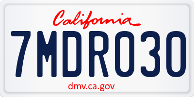 CA license plate 7MDR030