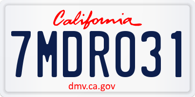 CA license plate 7MDR031