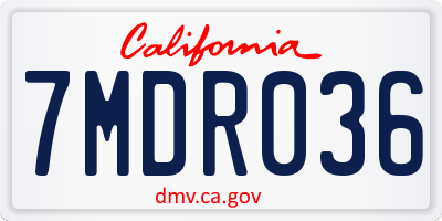 CA license plate 7MDR036