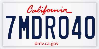 CA license plate 7MDR040
