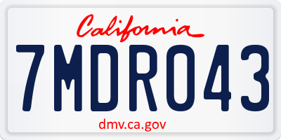 CA license plate 7MDR043