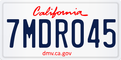 CA license plate 7MDR045