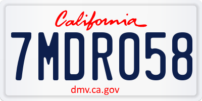 CA license plate 7MDR058