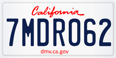 CA license plate 7MDR062